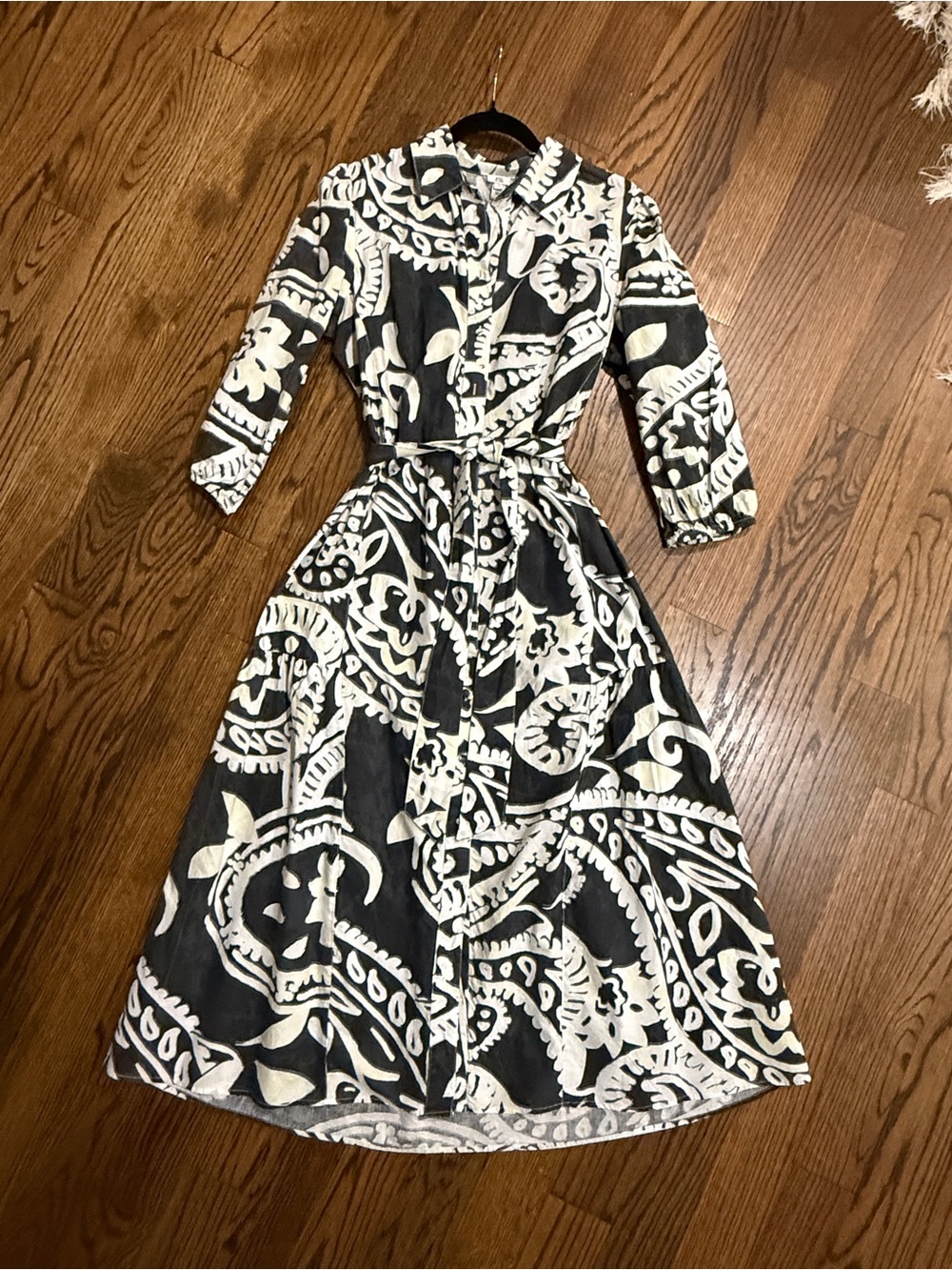 River Island Black and White Midi Shirt Dress